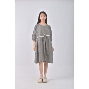 (XL) charliy韓牌質感格紋黑色洋裝二手衣