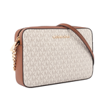 Michael Kors 金字滿版LOGO拚色方形鏈帶斜背包/香草色/淺駝, , large