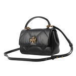 TORY BURCH Kira 納帕皮革鑽石格紋縫線手提/斜背二用包/黑色, , large