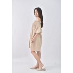 (S) 一字領杏色洋裝二手衣, , large