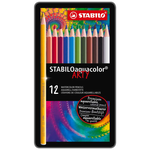 STABILO 德國 思筆樂 Aquacolor 水彩樂水溶性色鉛筆 鐵盒 12色組/盒 ST1612-5, , large