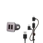 moshi【車用快充組】車用雙端口+ 三合一萬用充電線, , large