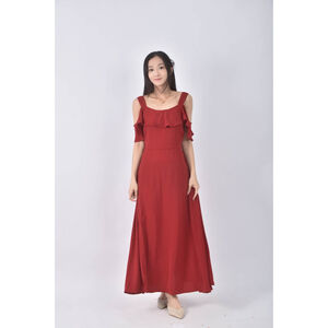 (S) ob style露背優雅紅色洋裝二手衣