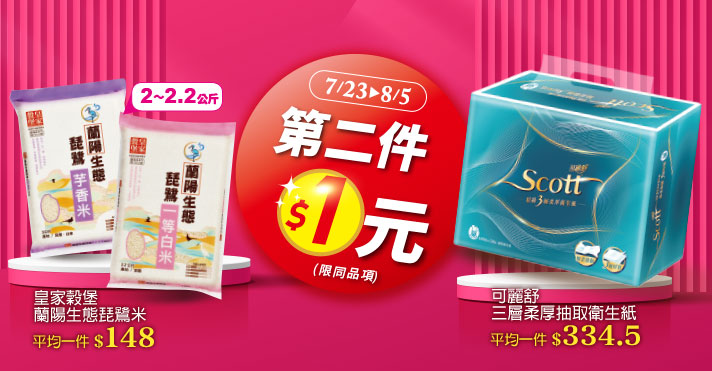 家樂福線上購物 第2件$1