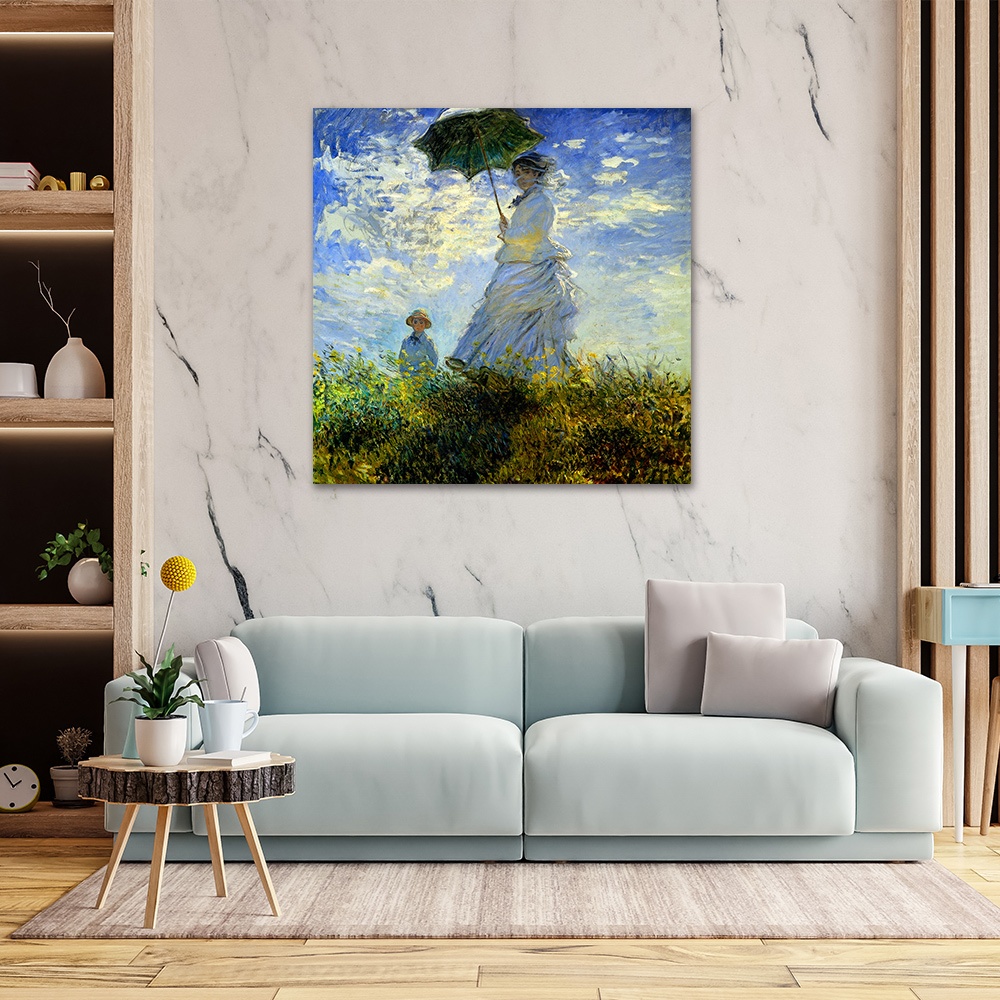 【御畫房】撐着陽傘的女人 國家一級畫師手繪油畫80×80cm(VF-172), , large
