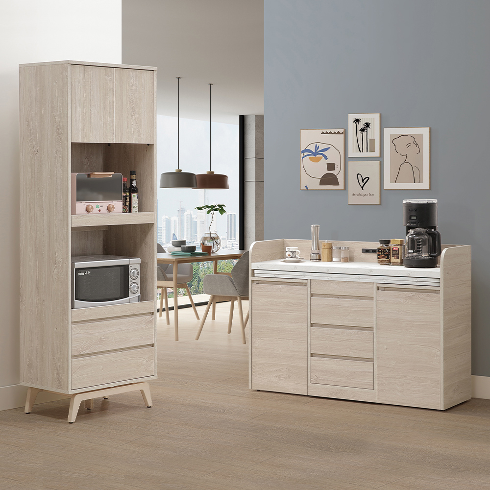 【唯熙傢俱】喬安楓木色3.5尺移動式餐櫃, , large