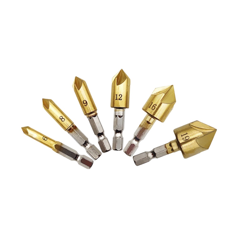 六角柄鍍鈦五刃倒角器, , large