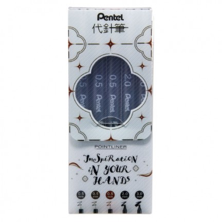 【 Pentel 飛龍 】POINTLINER代針筆5入套裝組 /套   -  多款可選, , large