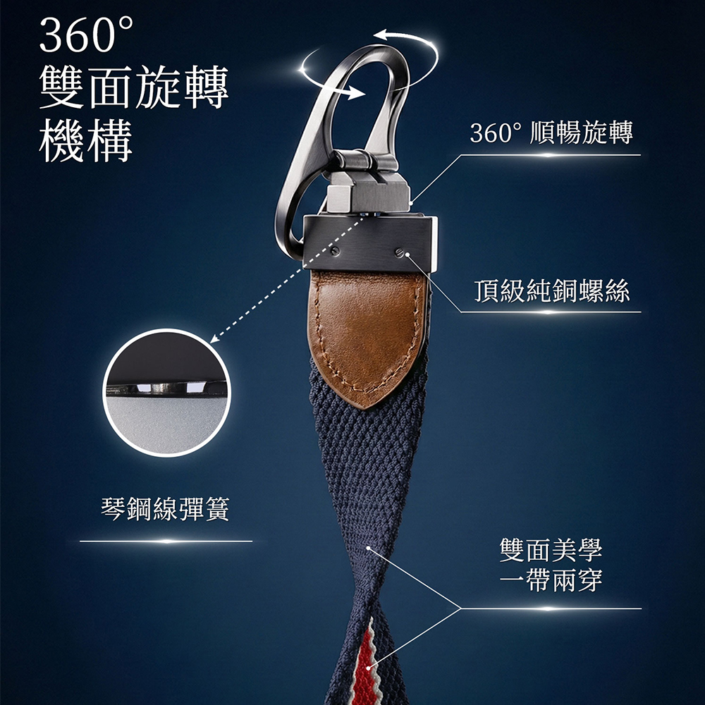 Green Golf 高爾夫皮帶 腰帶 雙面彈性編織 一帶兩穿 360&deg;旋轉帶扣, , large