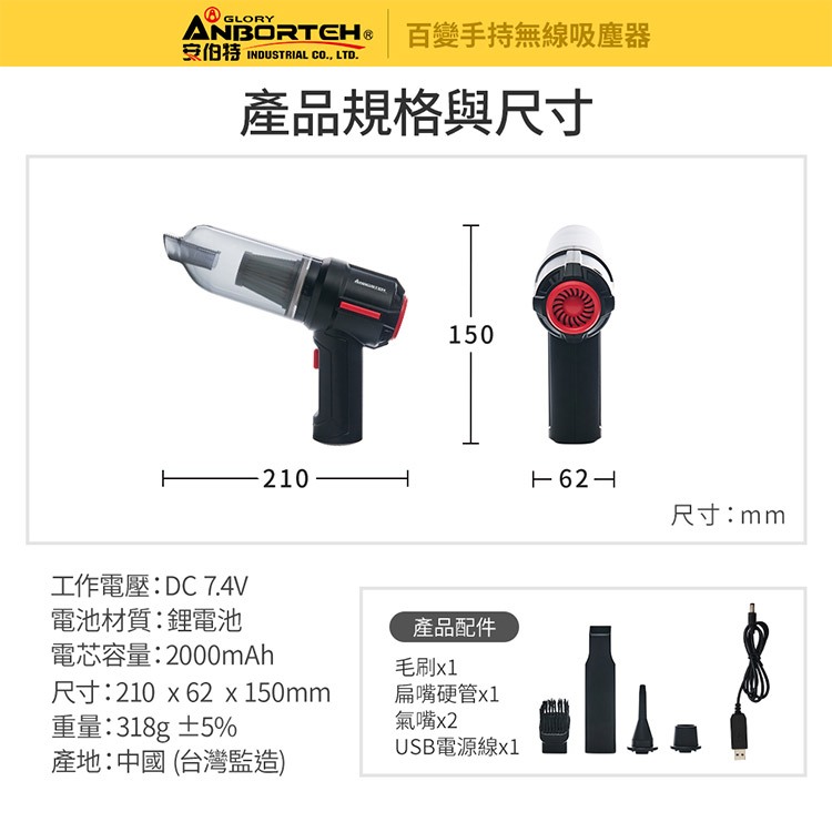 【安伯特】百變手持無線車用吸塵器 (國家認證 一年保固) 吸塵 充氣 吹塵 抽氣 除塵R3D197, , large