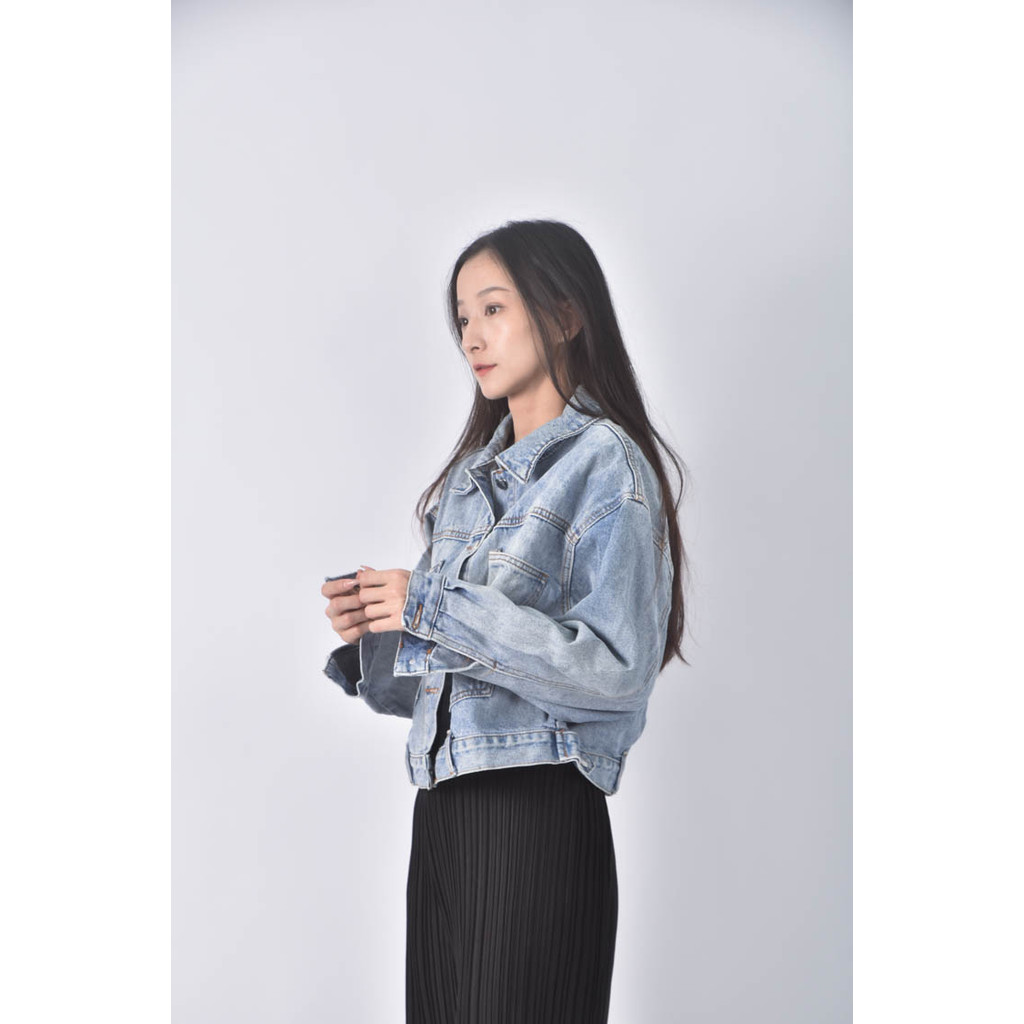 (XL) story prada韓牌丹寧牛仔排扣藍色外套二手衣, , large