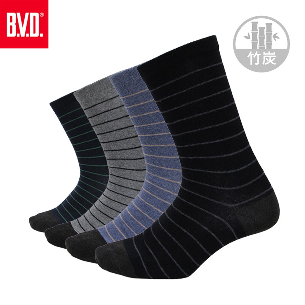 【BVD】竹炭細條紋男襪-B342 男襪 長襪 休閒襪