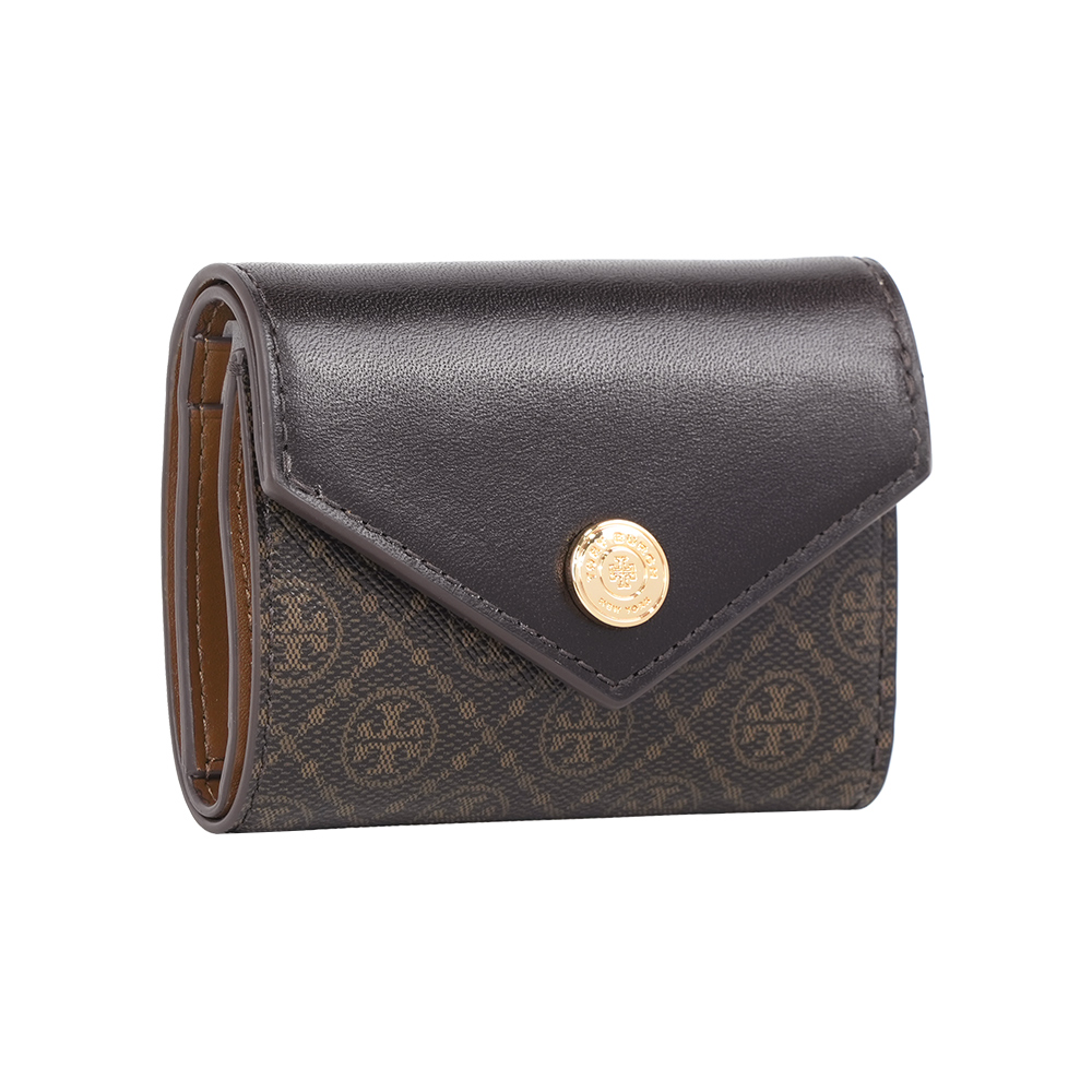 TORY BURCH T Monogram 信封式三折釦式短夾(深棕色), , large