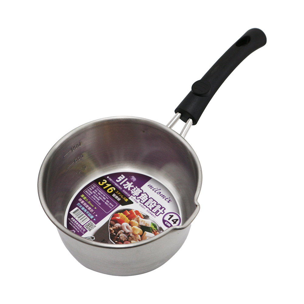 316不鏽鋼引水導角雪平牛奶鍋-14cm-2支, , large