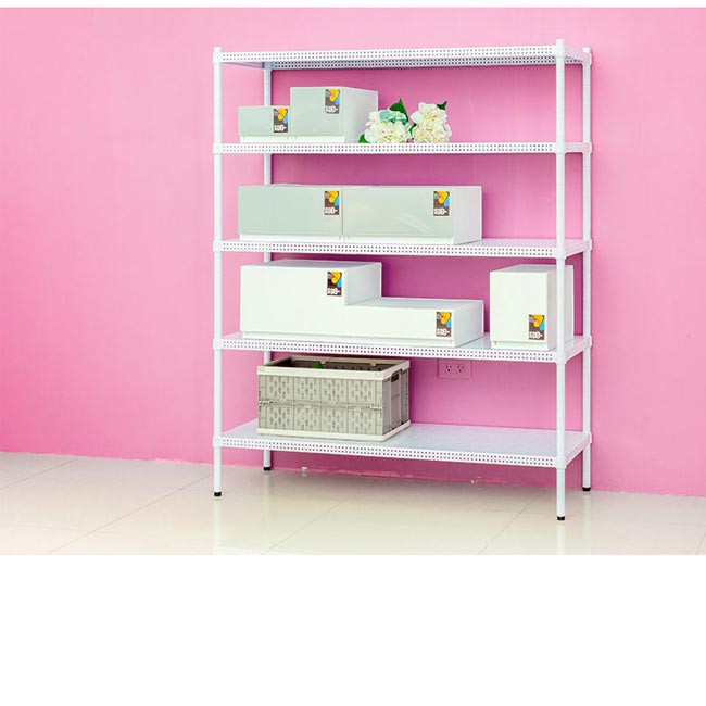 【Y HOUSE】120x45x120cm perforated plate four-layer rack perforated plate rack iron rack - painted white, , large