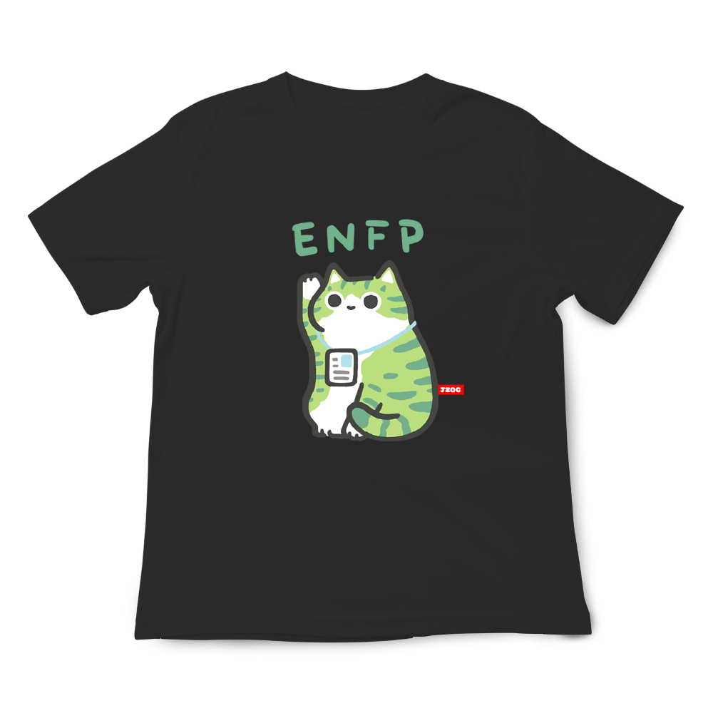 JZ TEE MBTI貓咪 ENFP-競選者 印花短袖, , large