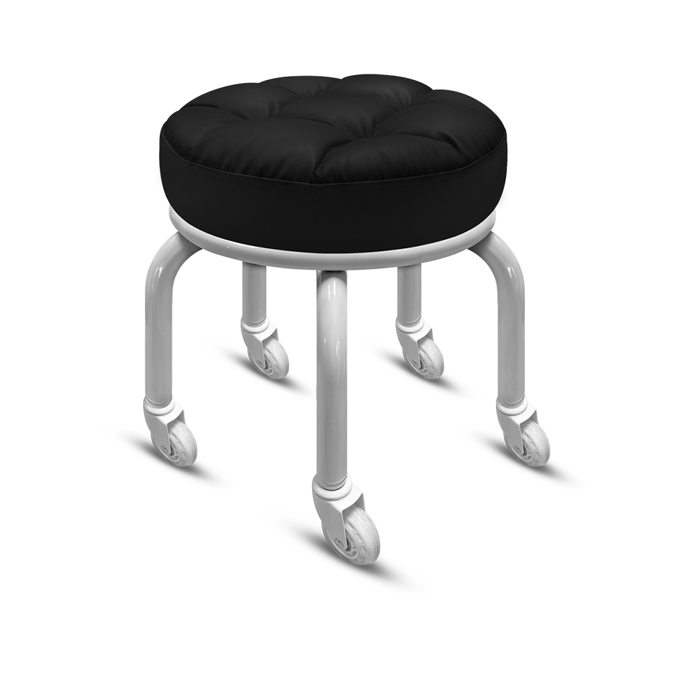 [G+ Home] No Assembly Required Dynamic Rolling Multi-Purpose Chair - White Frame - Black (2.5" Transparent White Wheels), , large