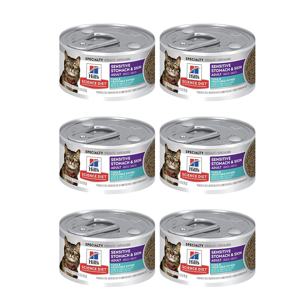 【Hills 希爾思】成貓敏感胃腸與皮膚鮪魚佐蔬菜主食罐 82gX6罐/盒(10643), , large