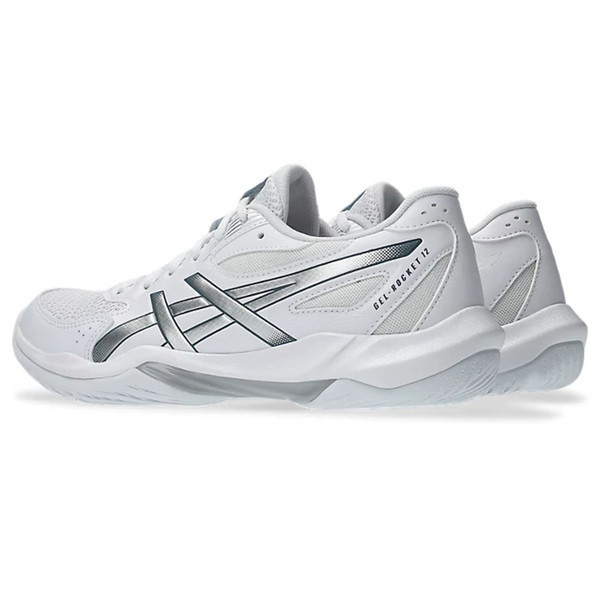Asics Gel-rocket 12 男女 排球鞋 穩定 包覆 回彈 白 銀 [1072A119-101], , large