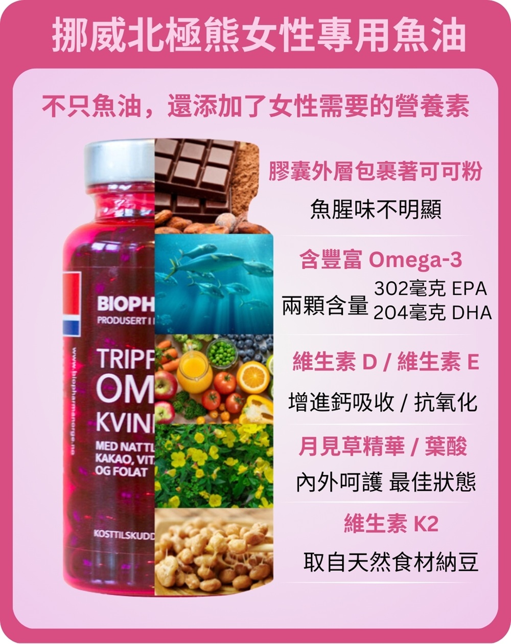 挪威北極熊女性專用魚油一瓶, , large