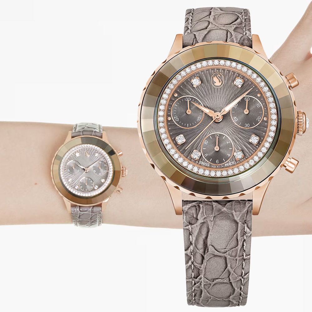 SWAROVSKI 施華洛世奇 Octea Chrono 水晶計時手錶 女錶-37mm 5671153, , large