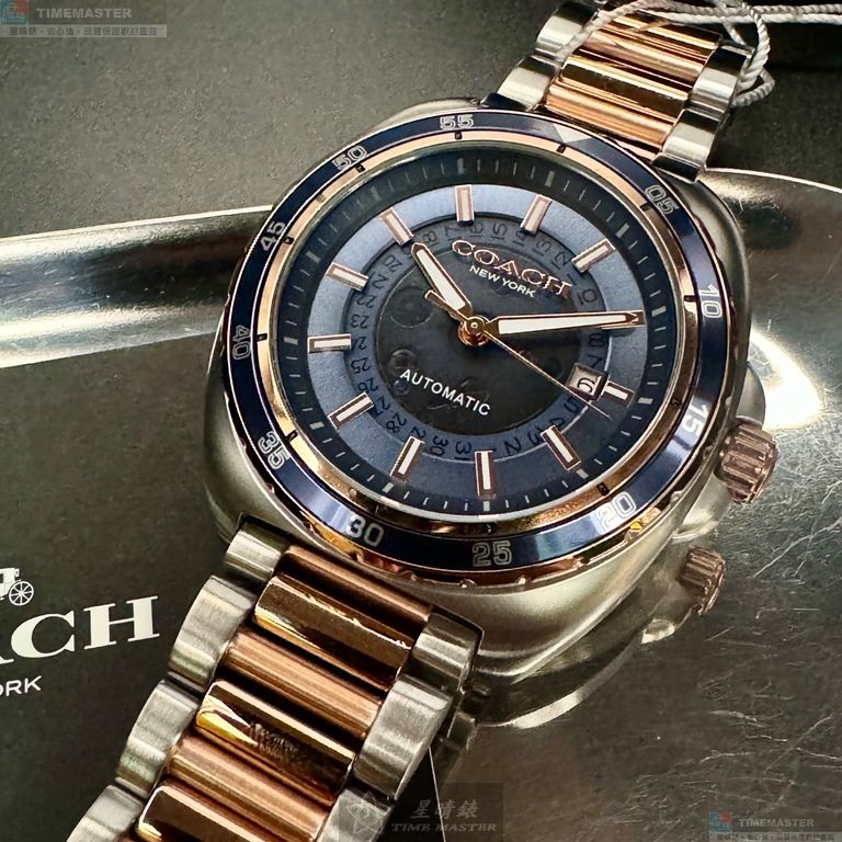 [星晴錶業]COACH手錶,46mm,CH00214寶藍色錶面玫瑰金錶殼金銀相間精鋼錶帶款, , large
