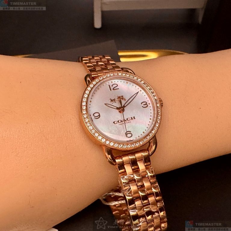 [星晴錶業]COACH手錶,28mm,CH00255貝母錶面玫瑰金錶殼玫瑰金色精鋼錶帶款, , large