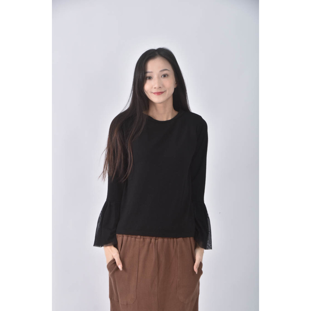 (M) maxthmall蕾絲袖黑色長袖上衣二手衣