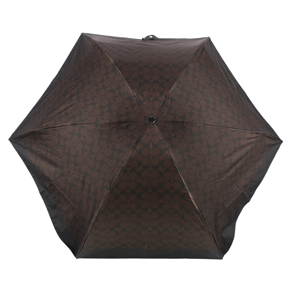 COACH CC Logo 滿版標誌環保材質迷你雨傘/巧克力色, , large