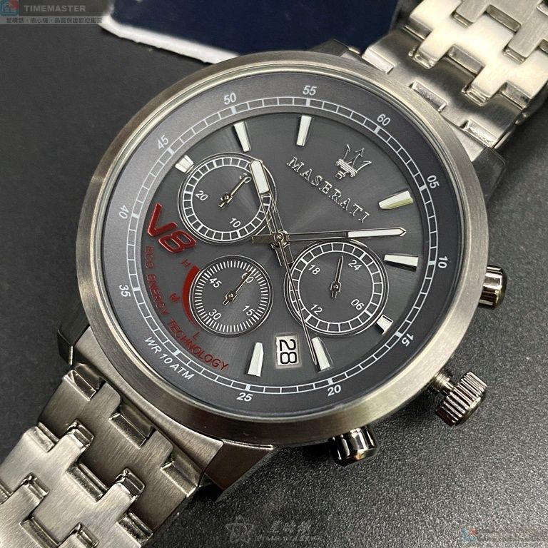 [星晴錶業]MASERATI手錶,44mm,R8873134003鐵灰色錶面槍灰色錶殼槍灰色精鋼錶帶款, , large