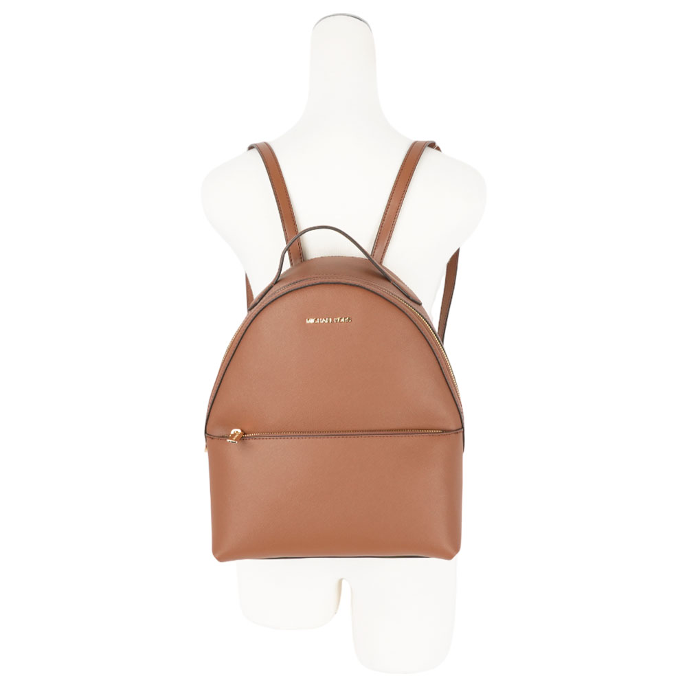 Michael Kors Sheila 防刮皮革拉鍊口袋中型後背包(焦糖色), , large