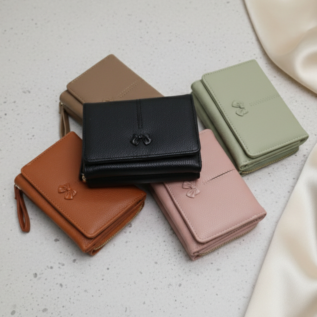 Ribbon&eacute; 柔霧翻蓋零錢中夾-粉色 女夾 韓系氣質皮夾 可愛短夾 人氣女用皮夾, , large