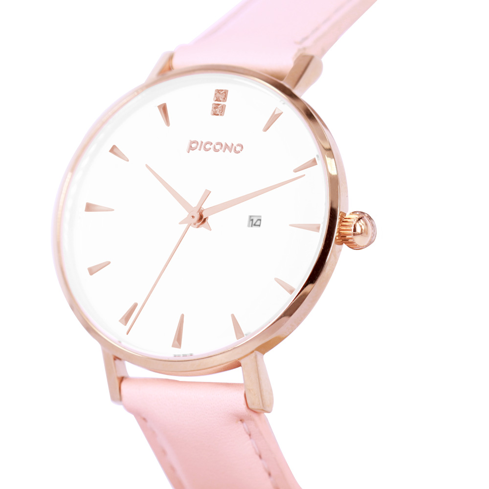 【PICONO】Te amo collection pink leather strap couple watch-Ladies / JE-12201, , large