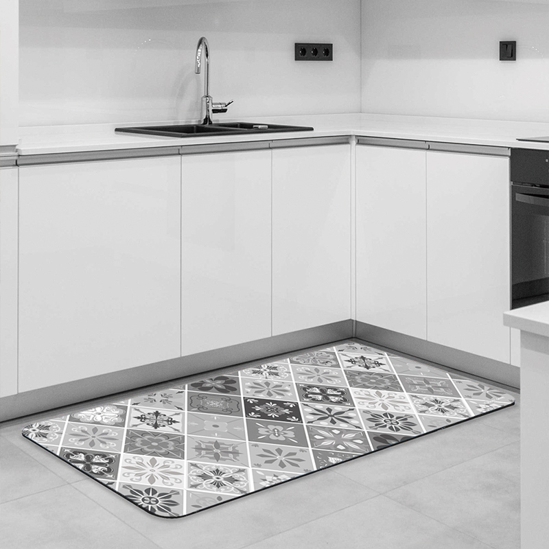 【怪獸】rubber anne 30秒瞬吸 軟式珪藻土廚房吸水地墊 花璽系列(120x50cm) -菱瓷, , large