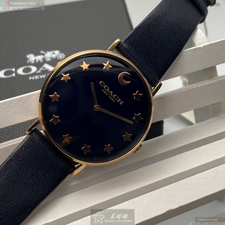 [星晴錶業]COACH手錶,36mm,CH00009黑色錶面玫瑰金錶殼深黑色真皮皮革錶帶款, , large