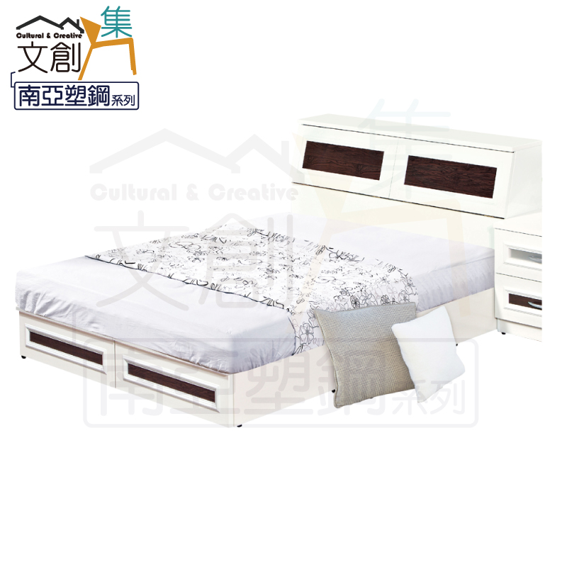 【文創集】凱菲 環保5尺雙人南亞塑鋼收納床台組合(客約商品), , large