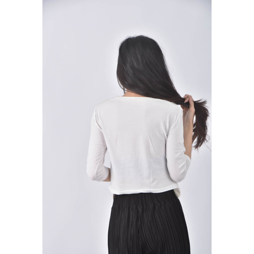 (S) 透紗白色長袖上衣二手衣, , large