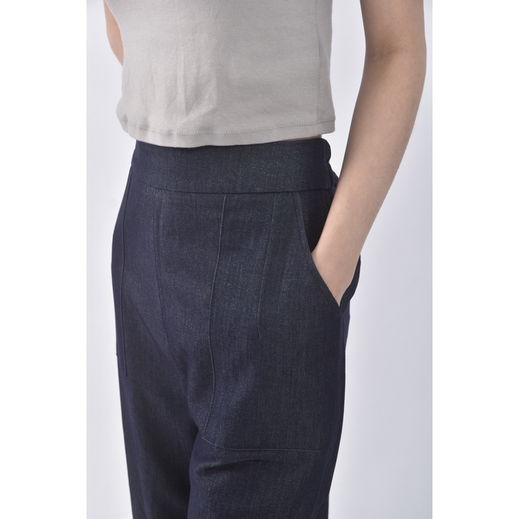 (XL) 高腰寬鬆藍色長褲二手衣, , large