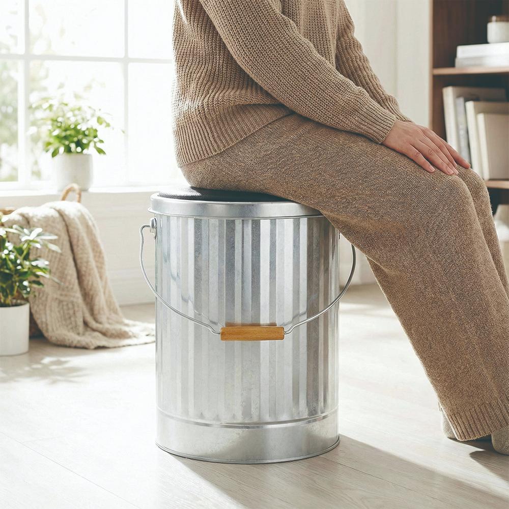 【this-this】日本渡邊金屬｜OBAKETSU 手工製凳子儲物桶 M, , large