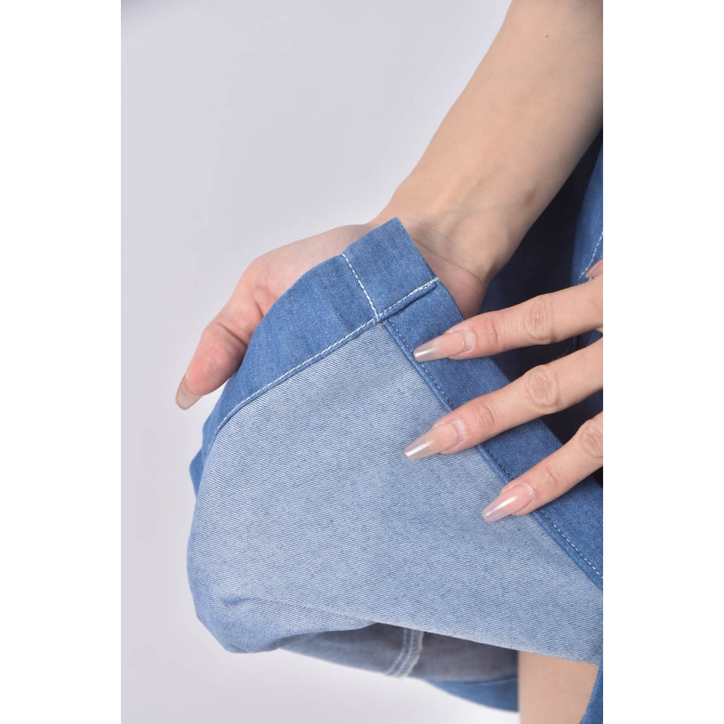 (L) 2 wip group丹寧牛仔棉質口袋藍色洋裝二手衣, , large