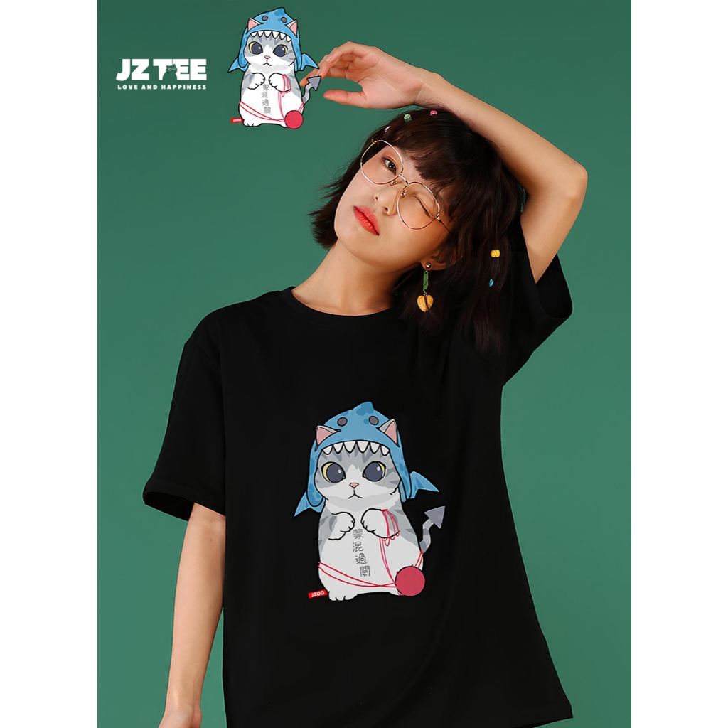 JZ TEE 貓咪-蒙混過關 印花短袖T恤, , large