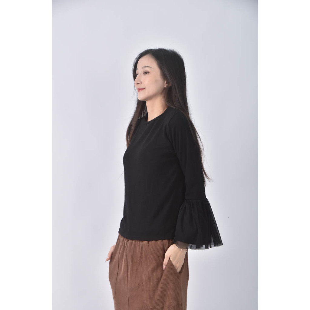 (M) maxthmall蕾絲袖黑色長袖上衣二手衣, , large