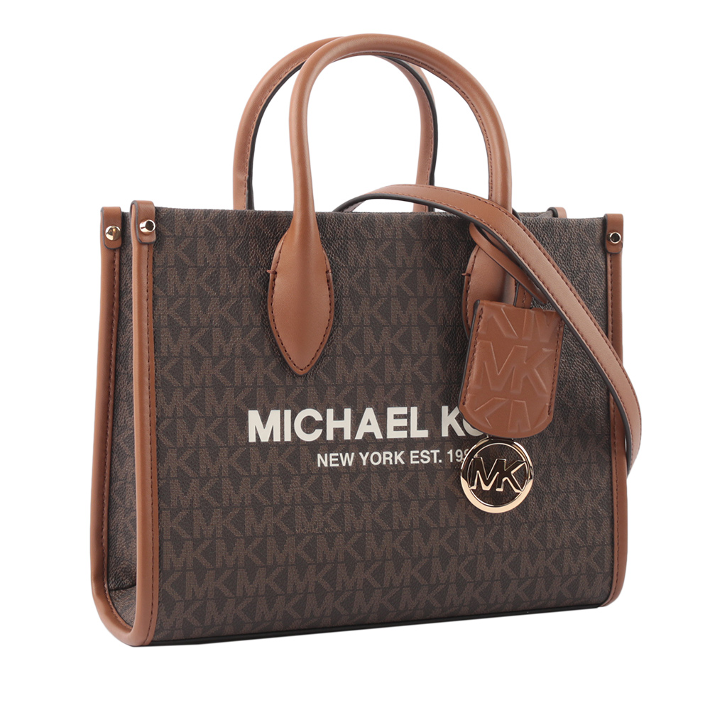Michael Kors Mirella 滿版塗層帆布小款二用托特包/咖啡色, , large