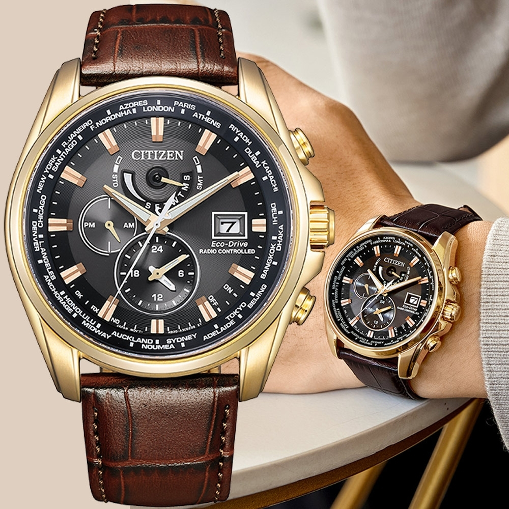 CITIZEN 星辰 亞洲限定款 光動能萬年曆電波手錶 AT9123-13E, , large