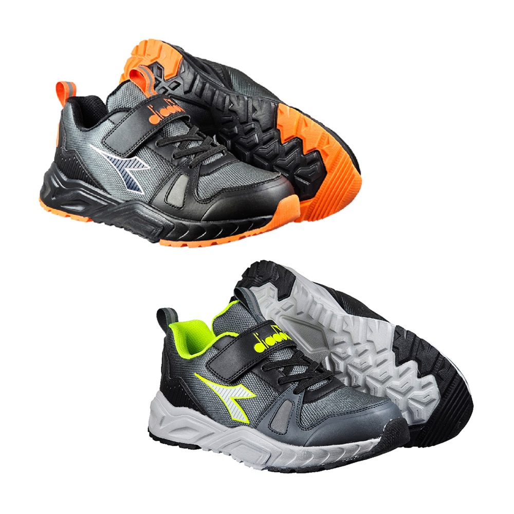 DIADORA迪亞多那 戶外大童越野鞋 童運動鞋 童鞋 寬楦 反光 透氣 保護後跟 足弓支撐 健康鞋墊 止滑 黑 灰綠