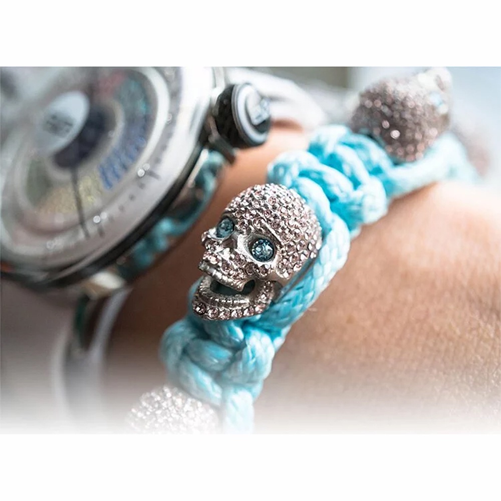 BOMBERG 炸彈錶 白水鑽藍眼銀骷髏粉藍色手環-S (JW-LBT-SS.S7.3), , large