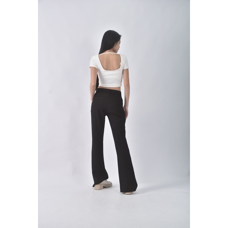 (M) yibanban高腰質感黑色長褲二手衣, , large