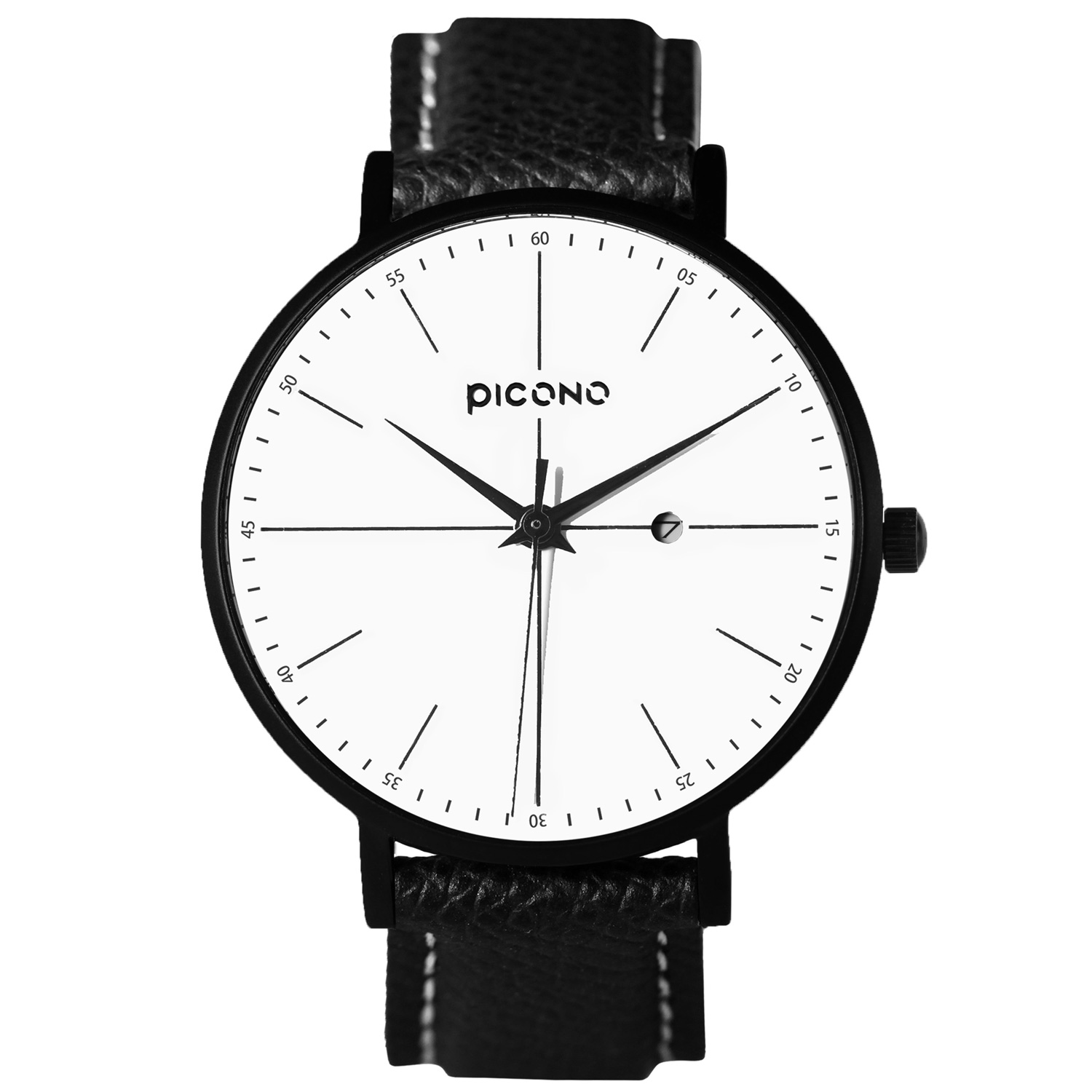 【PICONO】Siempre minimalist black and white leather strap couple watch-Black&White / SI-11101, , large