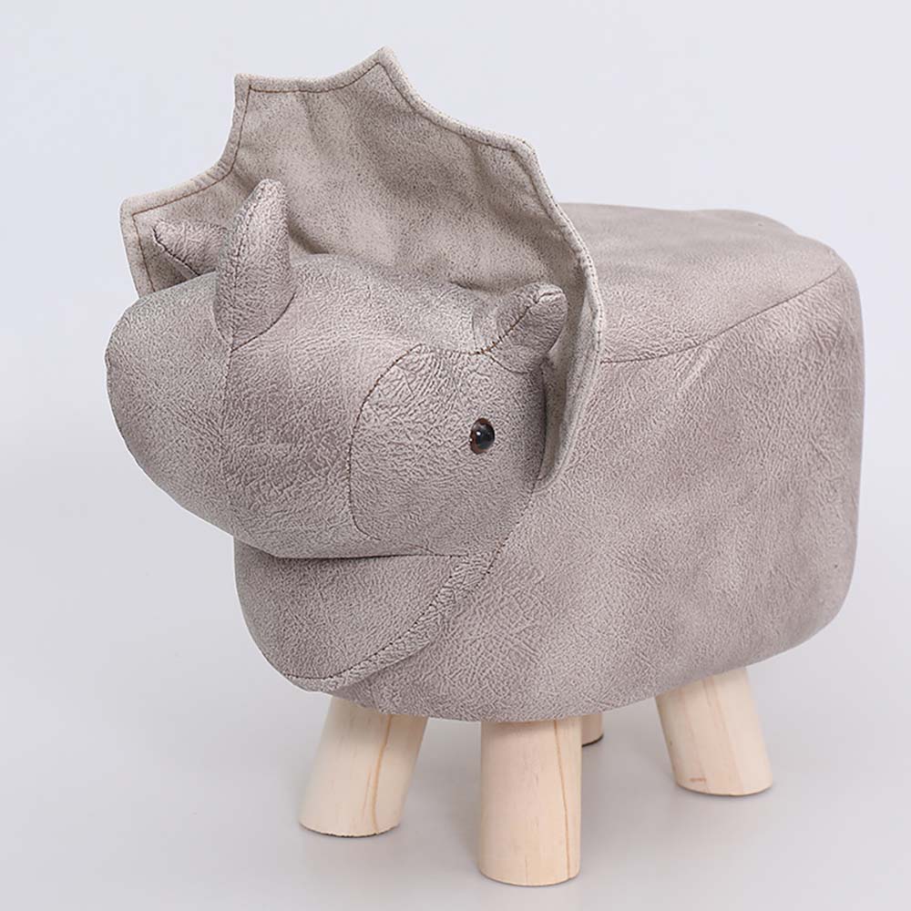 Creative animal-shaped solid wood children's low stool, dinosaur gray, , large