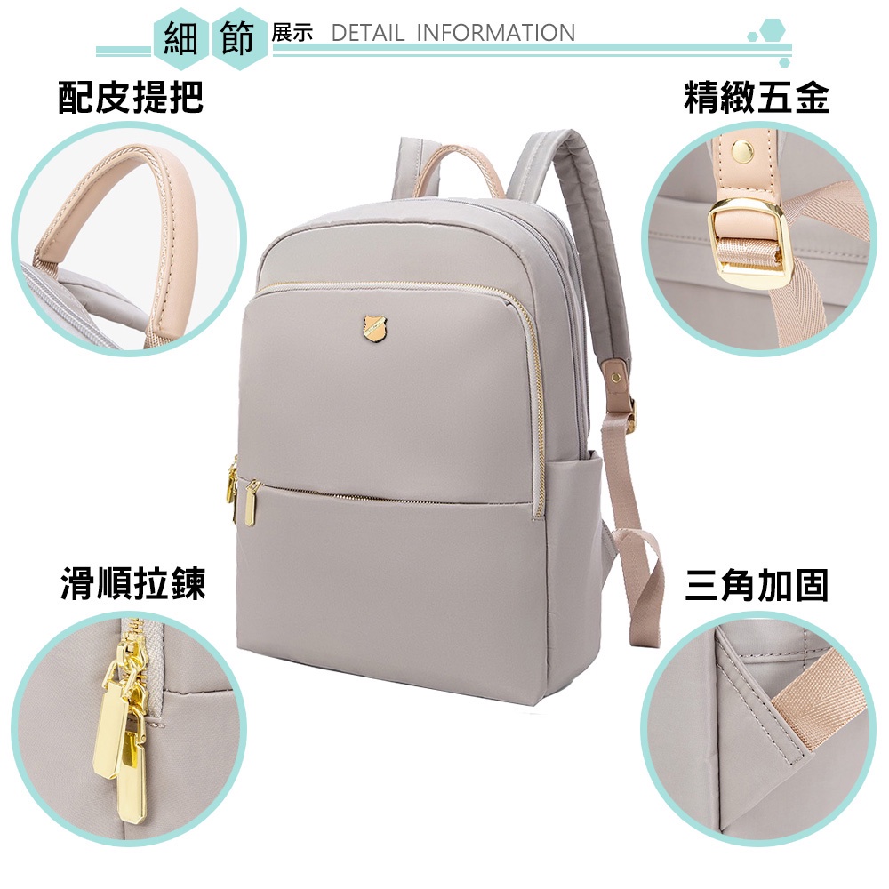 SPRNG-尼龍後背包14吋電腦後背包輕旅行後背包商務通勤後背包-多色, , large